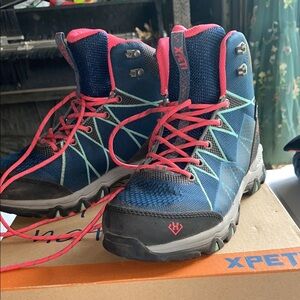 Women's Lace Up Boots - Blue and Pink